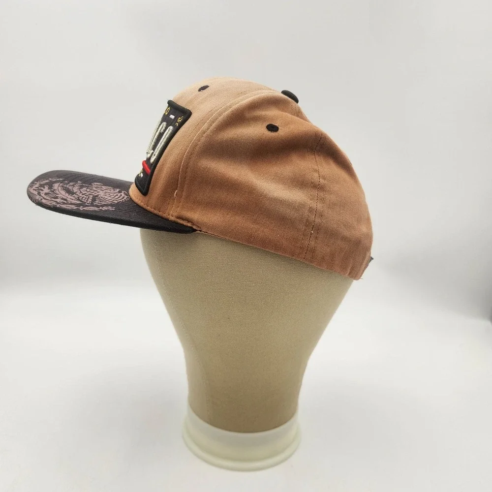 Top Level Mexico Snapback Hat Tan Black‎ Flat Brim Eagle Graphic One Size Mens